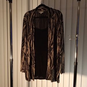 Black and Gold Drop Blouse w/attached Tank Top.